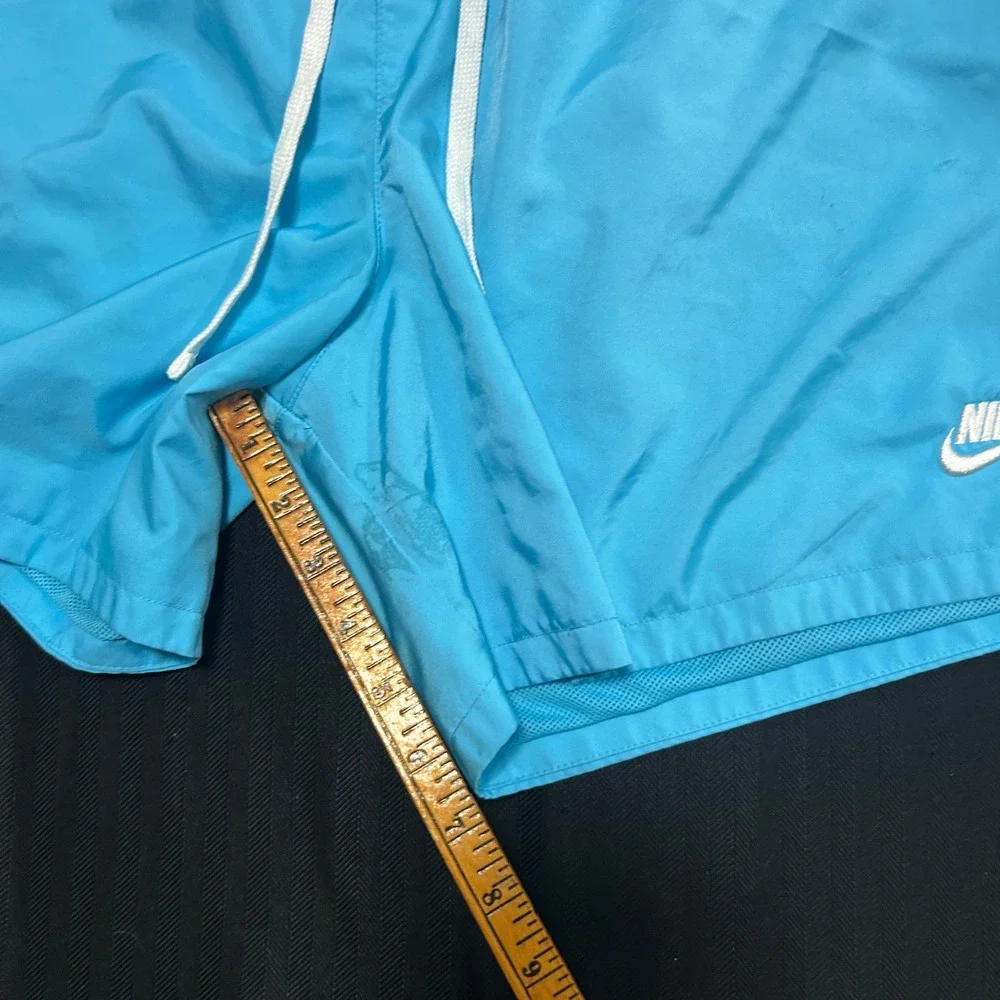 Nike Mens XXL Light Blue Mesh Lined Swim Trunks Shorts Embroidered Logo